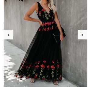 Rose and black formal dress